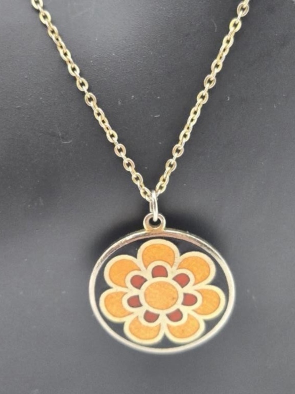 Vintage 1970s De Passille Sylvestre Enamel Flower Necklace Canada Signed